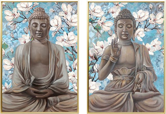 Schilderij DKD Home Decor Boeddha Orientaals (51,5 x 3,5 x 71,5 cm) (2 Stuks)