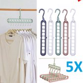 Hanger Kleding 9 Gat - Kleerhangers Handdoek Haak Closet Organizer Plastic Opslag Rack - 5 Stuks