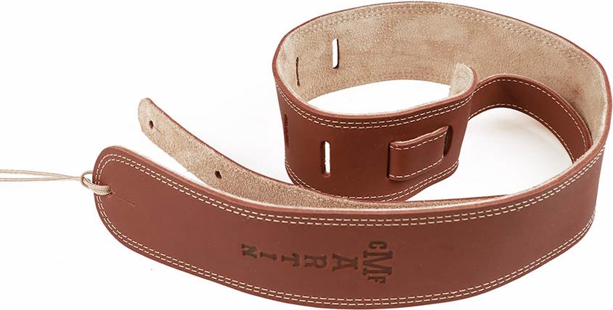 Martin SPA 18A0012 gitaarriem, ball leather, 6,3cm. breed, met logo, bruin