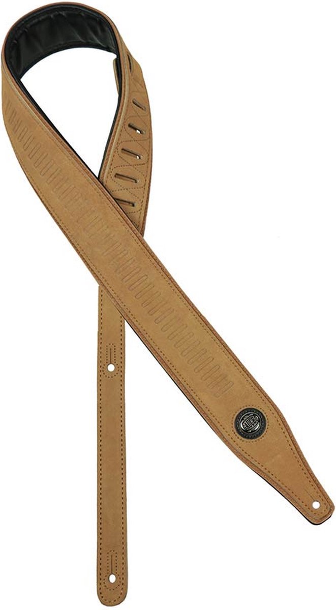 Gaucho GST-663-LBR gitaarriem, topkwaliteit suede, lichtbruin