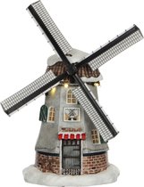 LuVille Kerstdorp Miniatuur Hollandse Molen - L15,5 x B13 x H22,5 cm