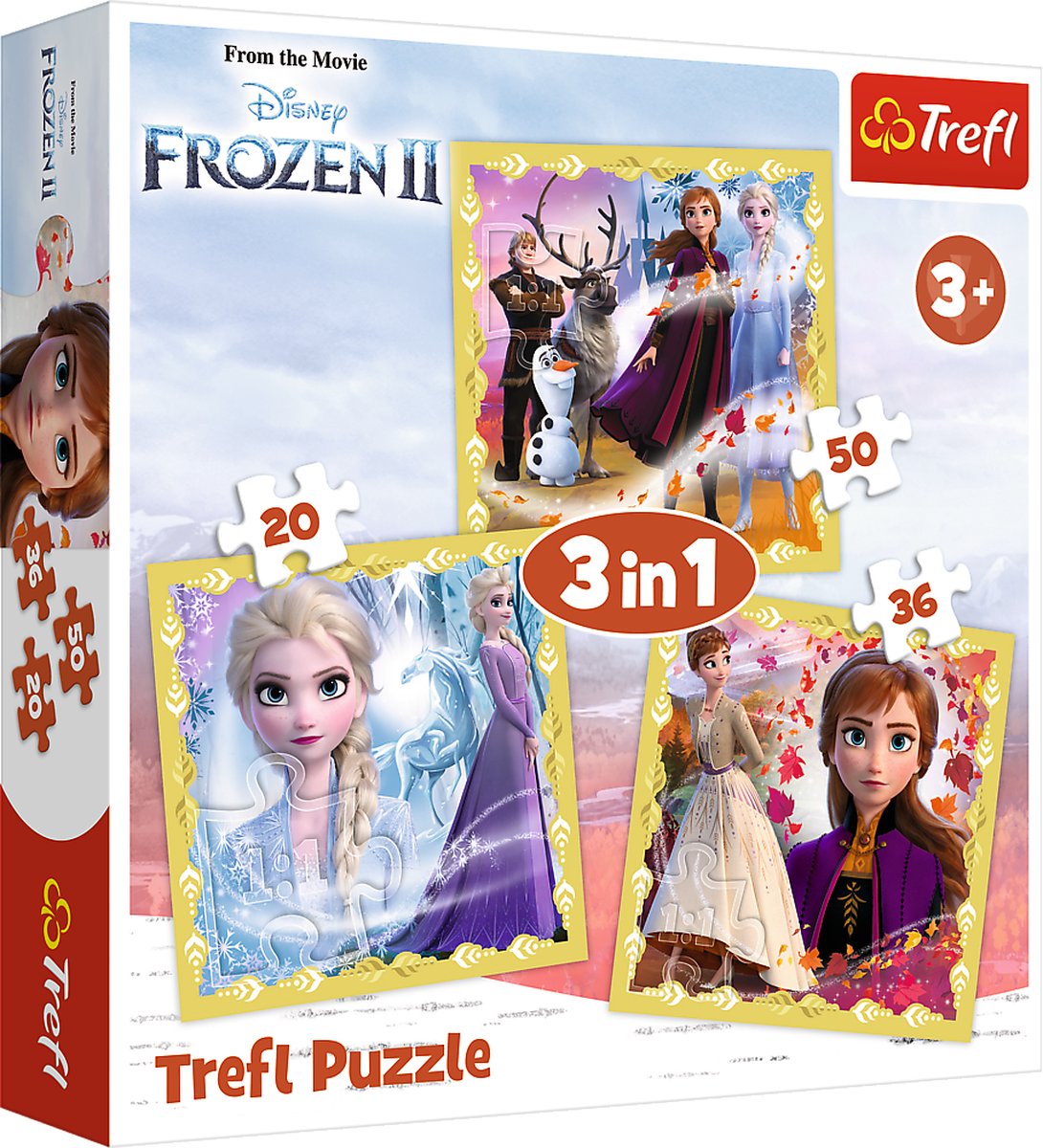 Disney Frozen 3-in-1 puzzel - 20 stukjes - 36 stukjes - 50 stukjes - Leeftijd 3+
