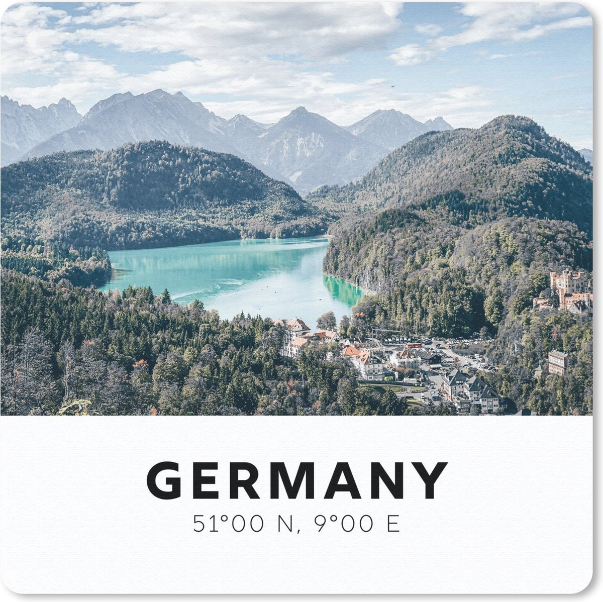 Muismat 30x30 cm - Mousepad Duitsland - Meer - Bergen - Muismatten