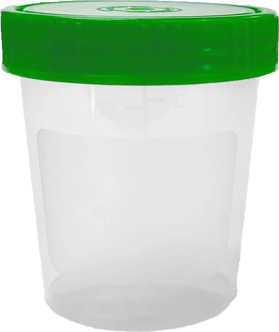 urine potjes met deksel - 25 stuks - 100ml - groene schroefdeksel - lege sample potjes - urine containers - NIET STERIEL