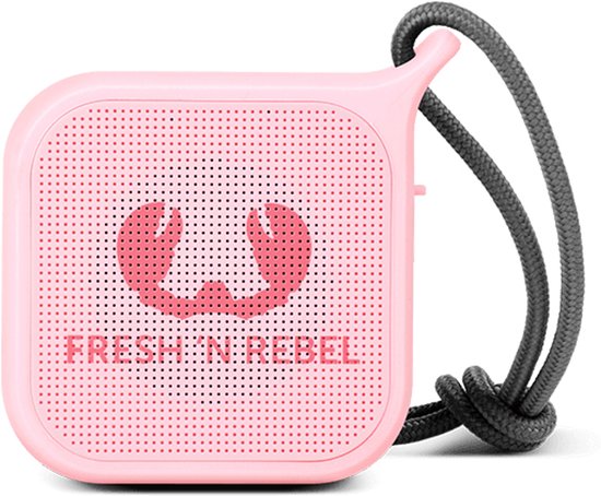 Draadloze Bluetooth speaker Rockbox Pebble roze, compact, spatwaterdicht IPX4, shockproof met extra bass, 5 uur batterij