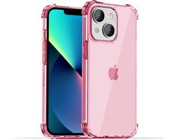 Smartphonica iPhone 13 transparant shockproof siliconen hoesje met stootrand - Lichtroze geschikt voor iPhone 13
