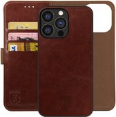 Rosso Element Uitneembaar 2-in-1 Hoesje Geschikt voor Apple iPhone 14 Pro | Luxe Portemonnee | Back Cover | Pasjeshouder | Bruin