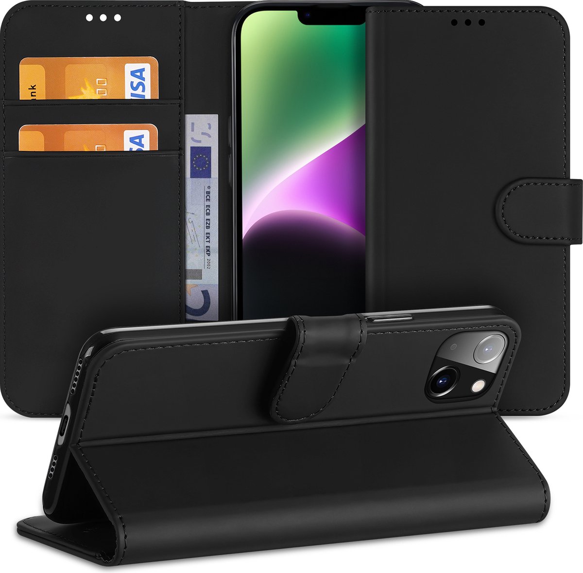 Book Case Telefoonhoesje voor de iPhone 14 Plus Zwart met Pasjeshouder