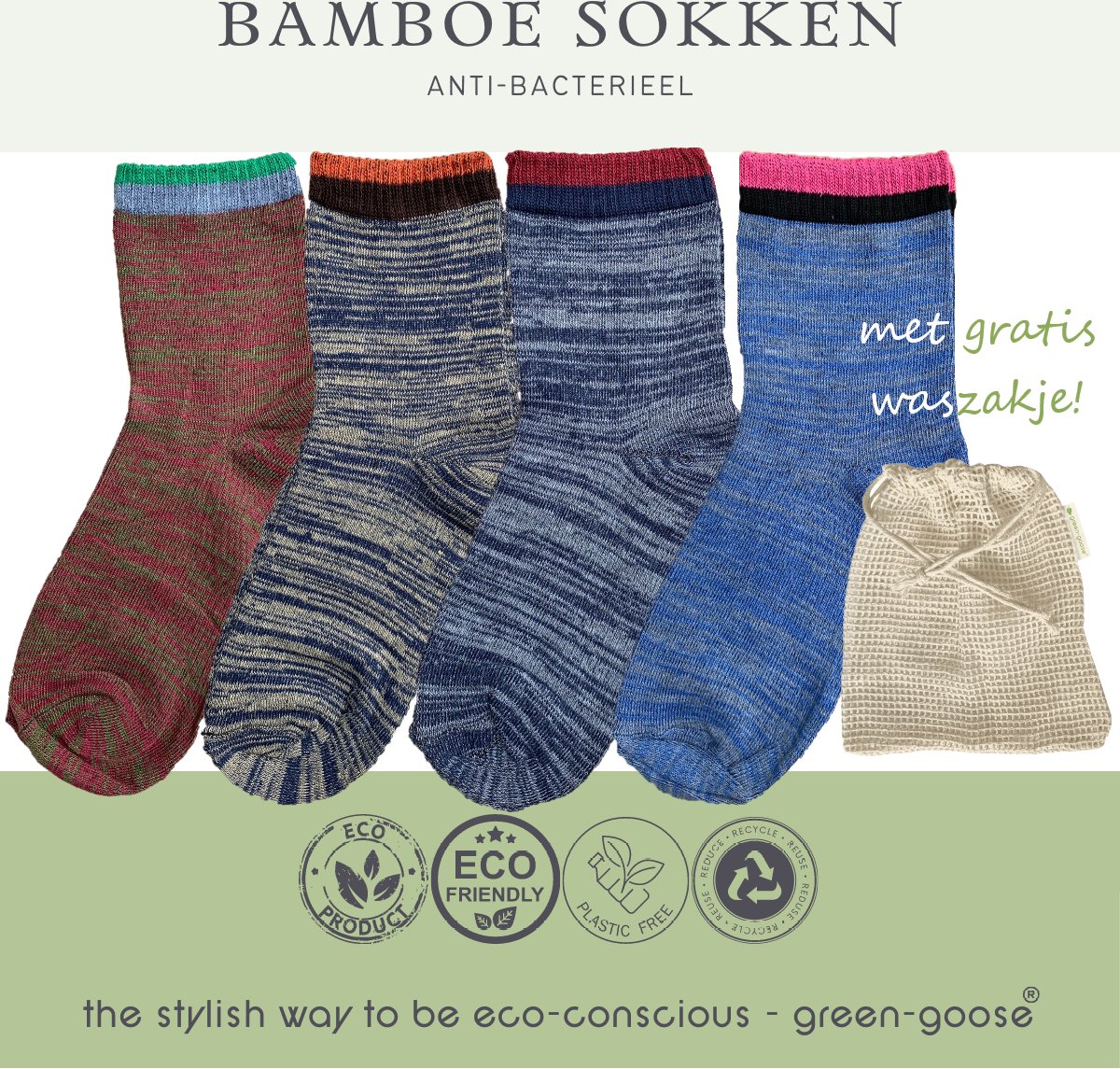 green-goose® Bamboe Sokken | Met Waszakje | Maat 35-42 | Multicolor | Duurzame Stretchy Wintersokken