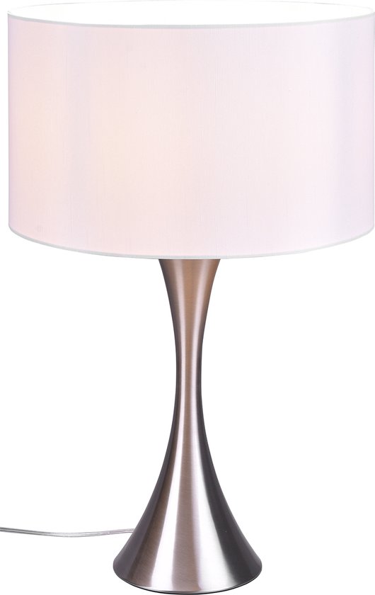 LED Tafellamp - Tafelverlichting - Torna Safari - E27 Fitting - Rond - Mat Nikkel - Aluminium - Max. 60W