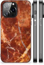 Hoesje Bumper iPhone 14 Pro Max Telefoon Hoesje met Zwarte rand Marmer Bruin