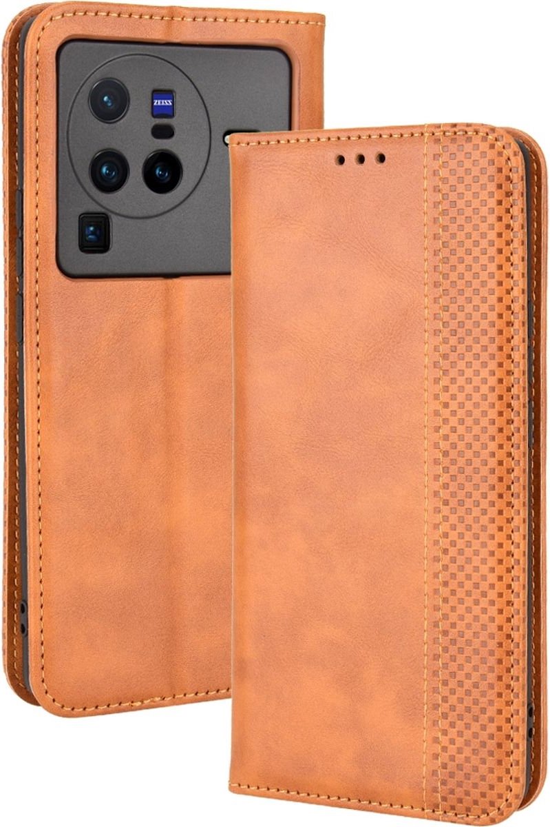 Mobigear Telefoonhoesje geschikt voor Vivo X80 Pro Hoesje | Mobigear Sensation Bookcase Portemonnee | Pasjeshouder voor 3 Pasjes | Telefoonhoesje voor Pinpas / OV Kaart / Rijbewijs - Cognac