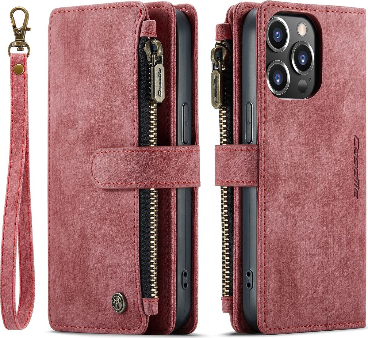 Apple iPhone 14 Pro Max Hoesje - Caseme - Serie - Kunstlederen Bookcase - Rood - Hoesje Geschikt Voor Apple iPhone 14 Pro Max