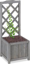 plantenbak met klimrek - hout - 20 liter - plantensteun 90 cm - buiten - grijs