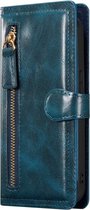 LuxeBass Hoesje geschikt voor Samsung Galaxy S22 - Boekhoesje - Blauw - Vintage portemonne hoes met ritssluiting - telefoonhoes - gsm hoes - telefoonhoesjes