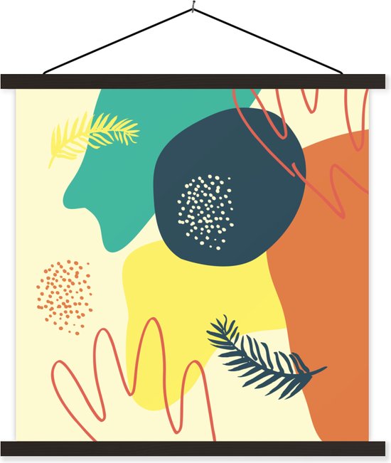 Porte-affiche avec affiche - Affiche scolaire - Été - Formes - Couleurs - Abstrait - 60x60 cm - Lattes noires