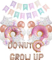 Donut grow up - verjaardag feest pakket - decoratie thema candy roze -