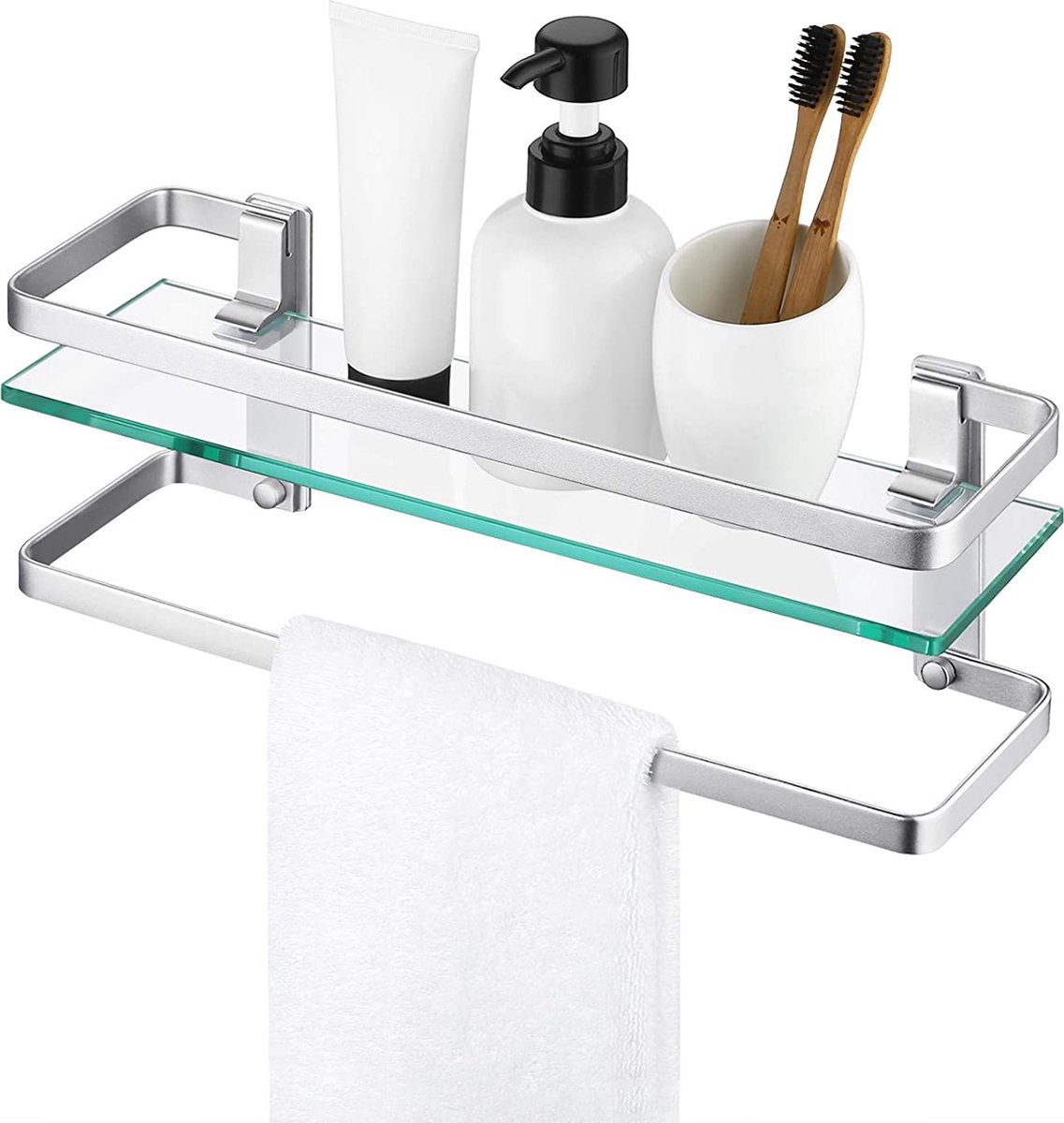 Dimono ® Bamboo Towel Rack Badkamer plank; Ruimtebesparend en vrijstaande ladder plank; Badkamer plank met opslag, kleding en handdoek Rack