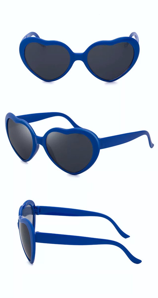 DAEBAK Kleurvolle Magische vrouwen hartjes zonnebril in hart vorm [Blue / Blauw] Festival Sunglasses dames