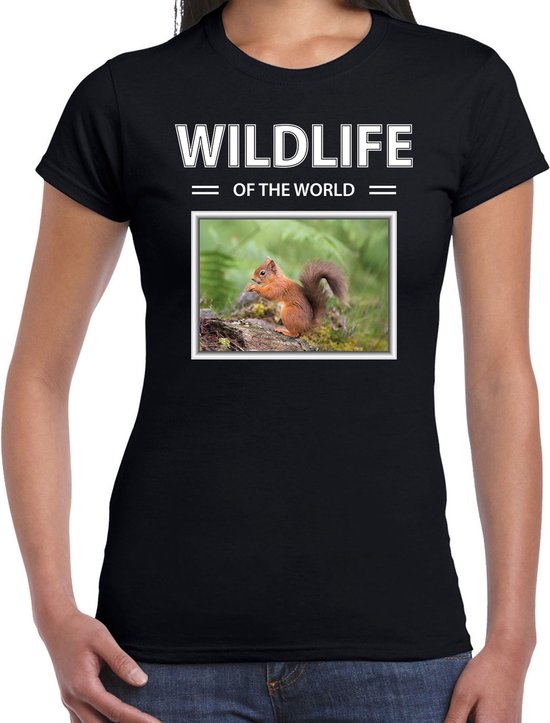 Dieren foto t-shirt Eekhoorn - zwart - dames - wildlife of the world - cadeau shirt eekhoorns liefhebber L