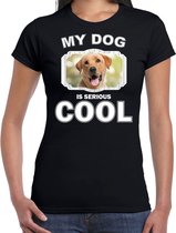 Labrador retriever honden t-shirt my dog is serious cool zwart - dames - Labradors liefhebber cadeau shirt M