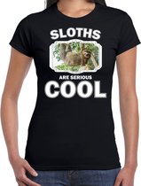 Dieren luiaarden t-shirt zwart dames - sloths are serious cool shirt - cadeau t-shirt hangende luiaard/ luiaarden liefhebber S