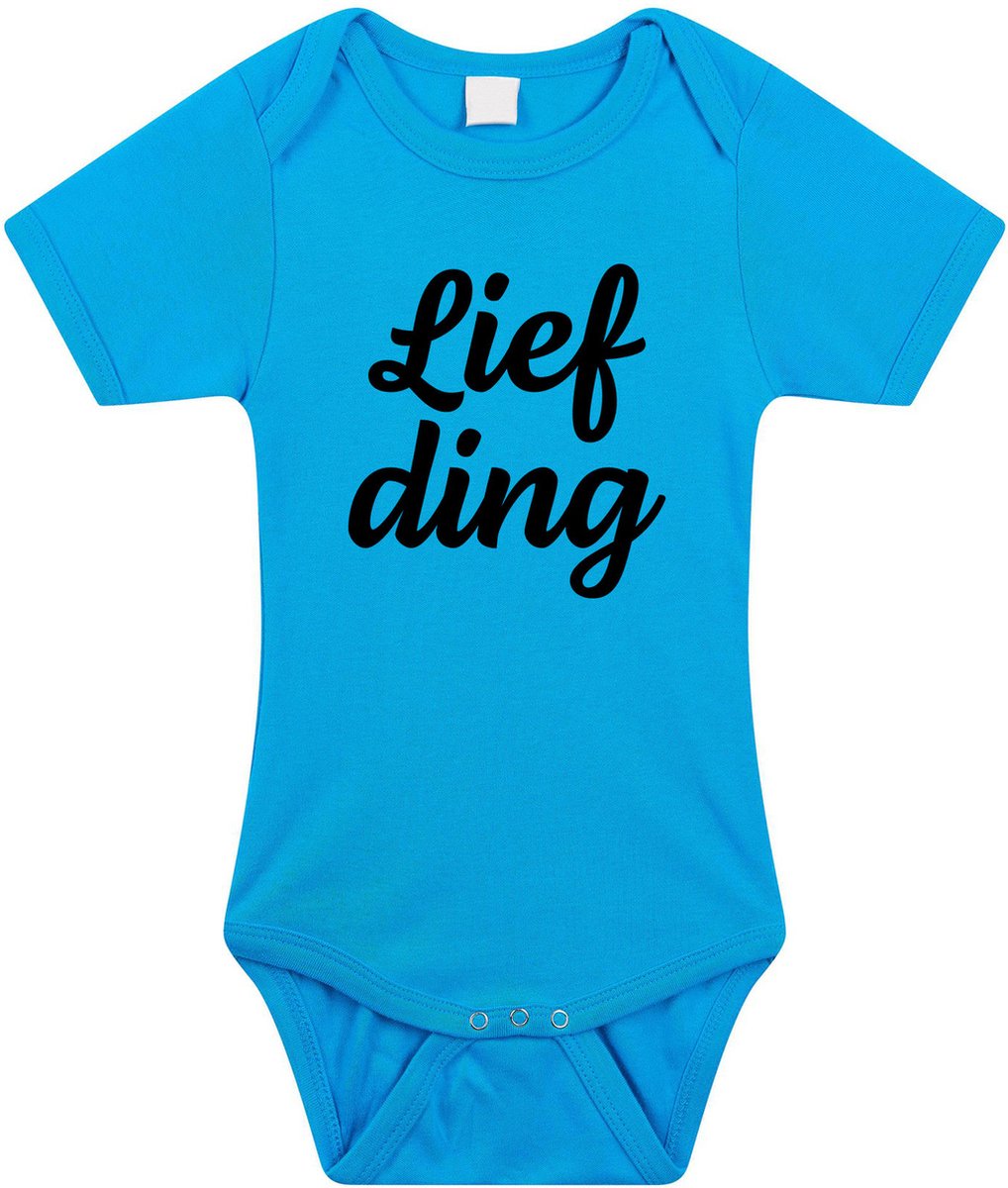 Lief ding tekst baby rompertje blauw jongens - Kraamcadeau - Babykleding 80