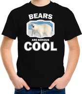 Dieren ijsberen t-shirt zwart kinderen - bears are serious cool shirt  jongens/ meisjes - cadeau shirt grote ijsbeer/ ijsberen liefhebber - kinderkleding / kleding 158/164