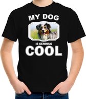 Australische herder honden t-shirt my dog is serious cool zwart - kinderen - Australische herders liefhebber cadeau shirt - kinderkleding / kleding 122/128