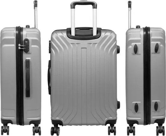 Handbagage koffer maat S Palma - Reiskoffer met cijferslot en op 4 dubbele zwenkwielen - ABS - ca 39 Liter - Zilver - ca 55x40x22 cm