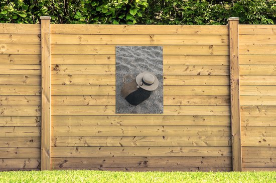 Tuindoek - Zomer - Strand - Tas - Hoed - 60x90 cm - Tuinposter - Tuinschilderij - Muurdecoratie - Wanddecoratie