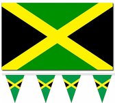 Bellatio Decorations - Vlaggen versiering set - Jamaica - Vlag 90 x 150 cm en vlaggenlijn 5 meter