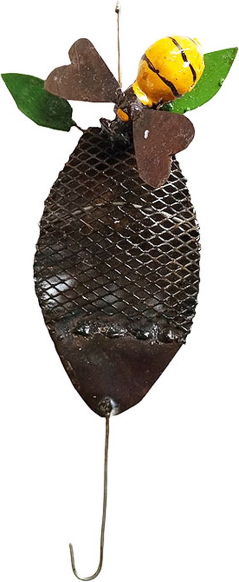 Floz Design pindasilo metaal - met bij - schuttingdecoratie - bijzondere metalen tuindecoratie - fairtrade