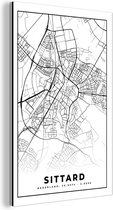 Décoration murale Métal - Peinture Aluminium - Carte - Sittard - Zwart - Wit - 20x30 cm