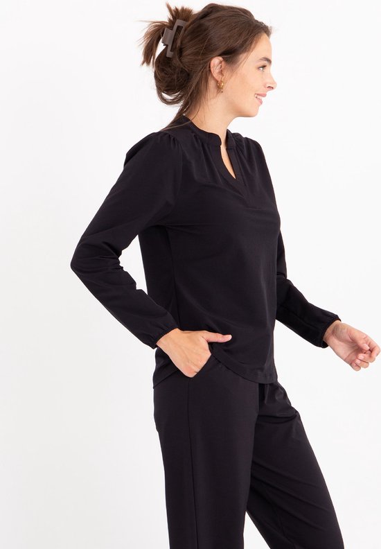 Top noir Je m'appelle - Femme - Tissu voyage - Taille XS - 6 tailles disponibles