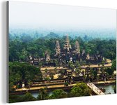 Wanddecoratie Metaal - Aluminium Schilderij Industrieel - Luchtfoto van de tempel van Angkor Wat in Cambodja - 180x120 cm - Dibond - Foto op aluminium - Industriële muurdecoratie - Voor de woonkamer/slaapkamer