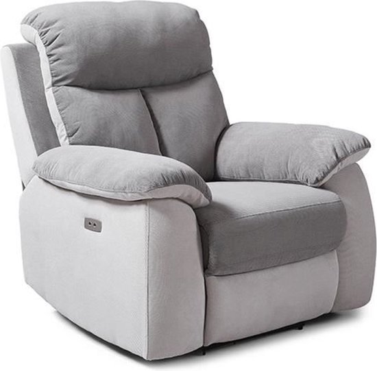 Fauteuil Relax Électrique AMELI - Simili Cuir Gris Foncé, Design Contemporain, Commande Électrique Intégrée