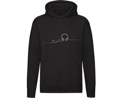 Koptelefoon met muzieknoten | muziek | instrumenten | zanger | dj | muziek luisteren | Unisex | Trui | Sweater | Hoodie | Capuchon | Zwart