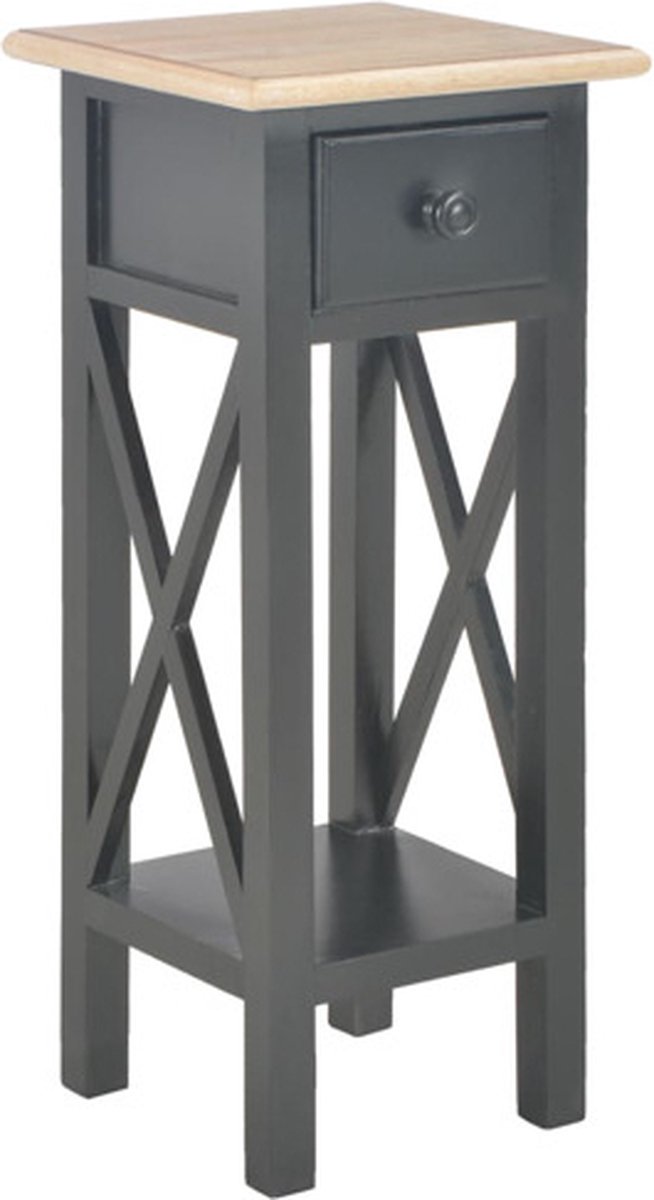 vidaXL Bijzettafel - 27x27x65,5 - cm - hout - zwart bruin en zwart