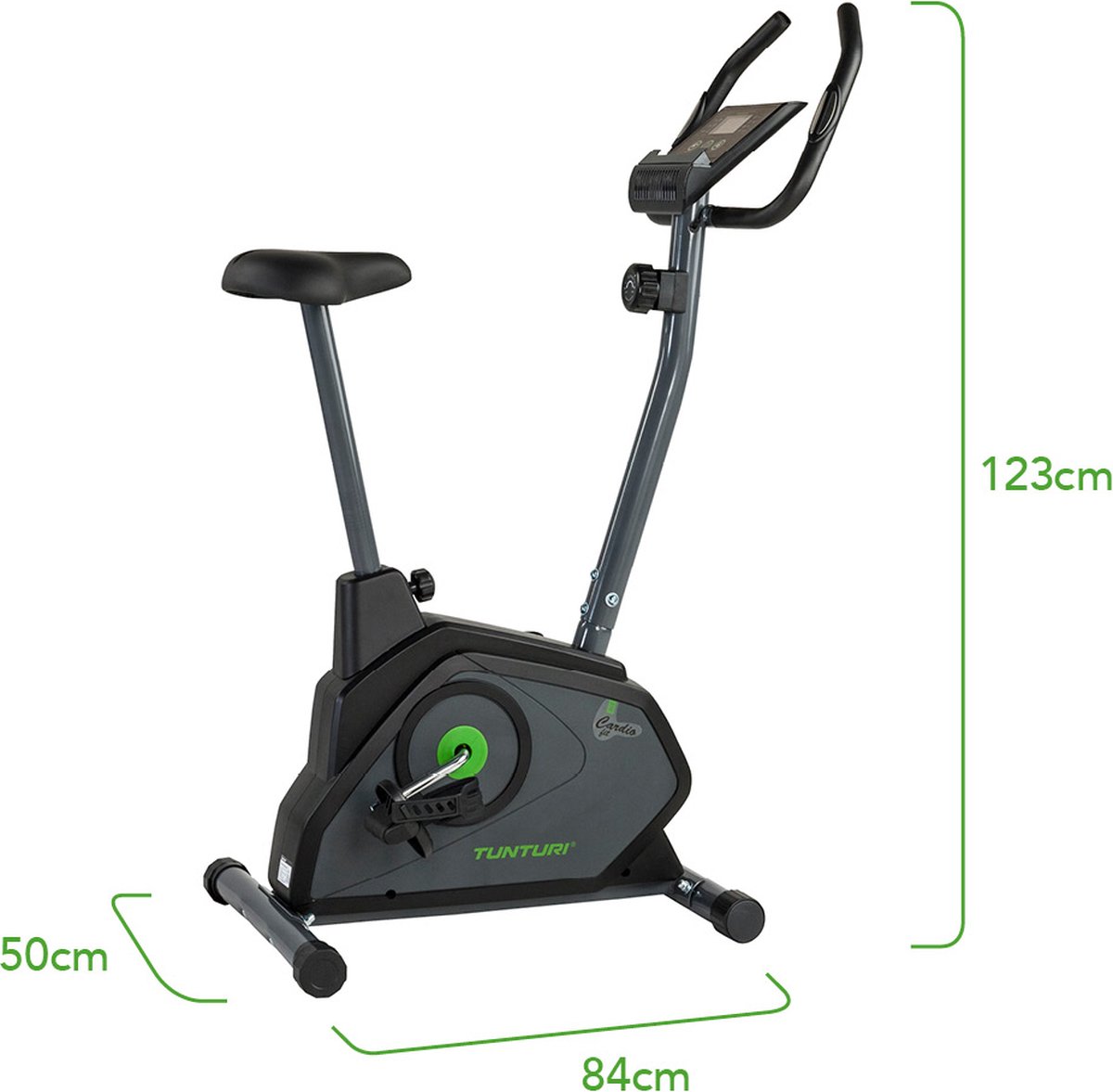 Afbeelding 2 van Tunturi Cardio Fit B30 Hometrainer - Fitness fiets met 8 weerstandsniveaus - Tablethouder - Hartslagfunctie en transportwielen