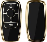 kwmobile autosleutel hoesje geschikt voor Mercedes Benz Smart Key autosleutel (alleen Keyless) - autosleutel behuizing in zwart / goud