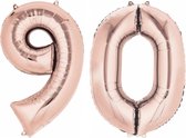 Ballon Numéro 90 Ans Rose Or Hélium Ballons Décoration D'anniversaire Numéro Ballon Décoration De Fête Avec Paille - 86cm