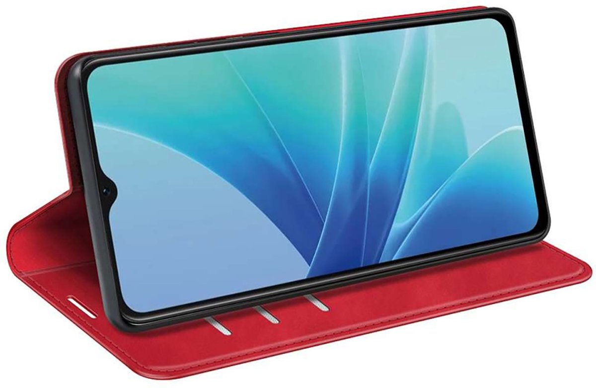 Just in Case hoesje geschikt voor Oppo A57 - Hoesje met Pasjeshouder - Luxe Book Case - Rood