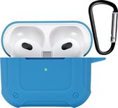 AirPods 3 Case Shock Case Cover With Hook - Coque adaptée à la coque Apple AirPods 3 - Blauw clair