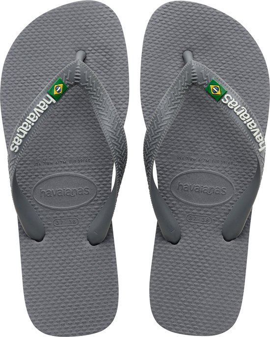 Havaianas Brasil Logo Slippers Unisexe - Gris Acier/Gris Acier - Taille 41/42