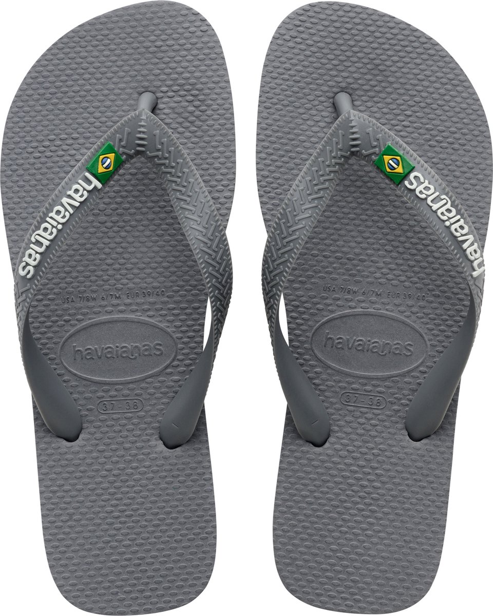 Havaianas Brasil Logo Unisex Slippers - Grijs - Maat 41/42 - Havaianas