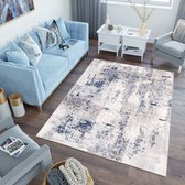 Tapiso Sky Vloerkleed Grijs Blauw Vintage Slaapkamer Tapijt Maat - 140x200