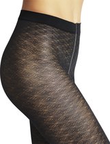 FALKE Microshell doorzichtig dun met patroon fijn Sheer 30 Denier Zwart Dames panty - Maat XL