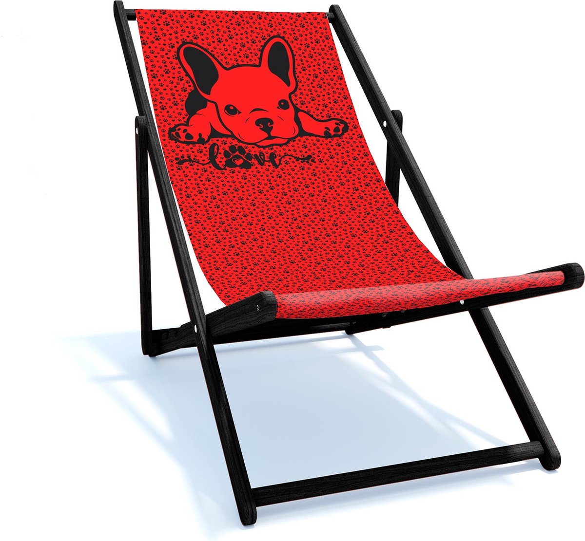 Holtaz strandstoel Fancy - 4-standen- houten frame - met stoffen bekleiding