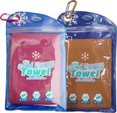 Cool Down Towel - Oranje/Roze - Cooling Towel Set van 2 - Verkoelende handdoek voor wandelen, hardlopen, tennis, reizen, fitness en yoga - Koeldoek nek - Towel Cooling - Airflip Cooling Towel